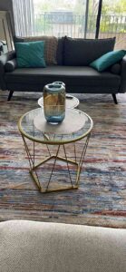 GD79BZ01 Glass Gold Nesting Round Coffee Table Set of 2 photo review