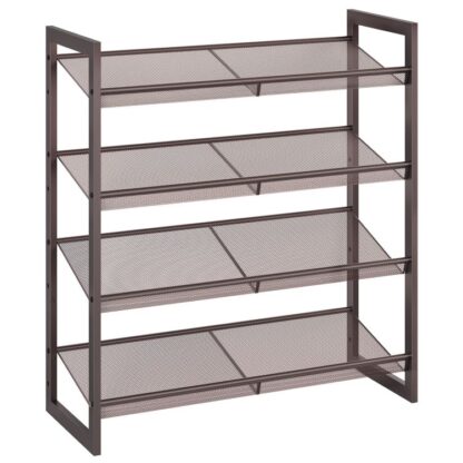 metalen schoenenrek, 4 Laagschoenrek voor kast, in bezit 12-16 paren schoenen, 29.5" w x 11.6" d x 31.5" H, stapelbaar, Voor ingang, gang, Woonkamer brons