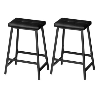 sgabelli da bar, insieme di 2 PU Scolla di bar imbottiti, 23.6-sedie da bar pollici, sgabelli da bar per la cucina, sala da pranzo, sbarra, Assemblaggio facile, nero