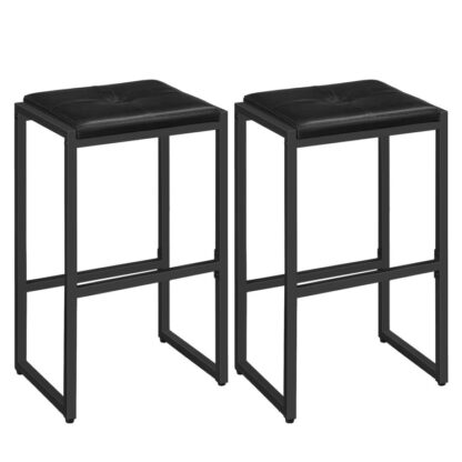bar stools, set of 2 bar chairs, 26" pu leather upholstered breakfast stools, counter height bar stools for kitchen, dining room, bar, easy assembly, black