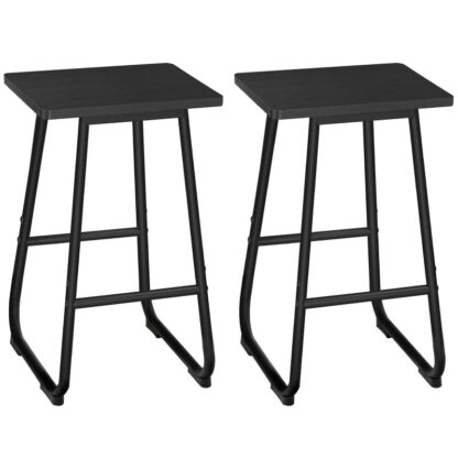 barkrakker, 26'' barkrakker med fotstøtte, sett med 2 Industrielle barstoler, Kitchen Counter barkrakker, Frokost barkrakker for pub, spisestue, bar, Enkel montering, svart