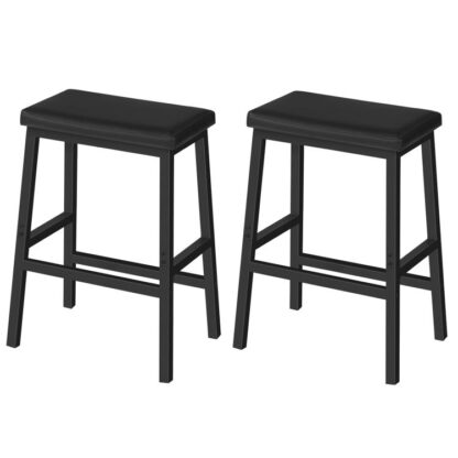 Bancos de bar, conjunto de 2 Cadeiras de bar, PU em couro estofado toubos de café da manhã, montagem fácil, Adequado para cozinha, bar, sala de jantar, preto