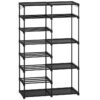 Shoe Organizer, 8-Tier Large Capacity Shoe Rack for Closet, Holds 26-32 Pairs Storage Shelf with Hooks, for Entryway, Closet, Garage, Bedroom, Black