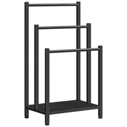 Rack asciugamano autoportante, 3 Porta della scala coperta di livello per bagno, 16.9" l x 11" W x 31.9" H, portacoperte in metallo, Essiccazione industriale e rastrelliere con scaffale, nero