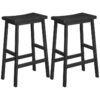 ensemble de tabourets de bar 2, chaises de bar à bambou, 26 tabourets de comptoir de cuisine pouces avec repose-pied, tabourets de selle, pour le salon, salle à manger, salle de fête, style industriel, noir
