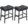 Ensemble de tabourets de bar 2, 24 Tabourets de selle à hauteur de comptoir en pouces, 3.5" Chaises de bar en PU éponge épaisse, Tabourets de petit-déjeuner avec repose-pieds, Tabourets de salle à manger sans dossier, pour îlot de cuisine, Noir