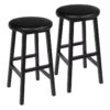 Tabourets de bar, Ensemble de tabourets de bar 2, 24 Tabourets de hauteur rembourrés en PU en pouces, Tabourets de petit-déjeuner de cuisine avec repose-pieds, Facile à assembler, pour le restaurant, Cuisine, Comptoir de bar, Salle de fête, Noir