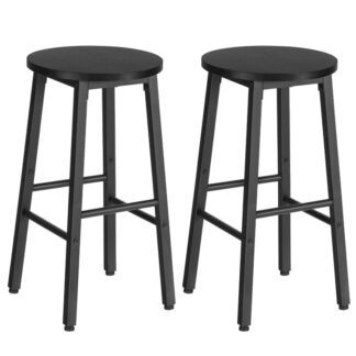 Bar Stools, Set of 2, Bar Stools, Kitchen Stools, High Tables, 64 cm High Stools, for Dining Room, Kitchen, Robust and Stable, Industrial Style, Black