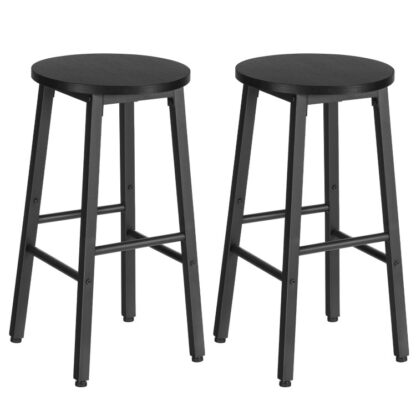Bar Stools, Set of 2, Bar Stools, Kitchen Stools, High Tables, 64 cm High Stools, for Dining Room, Kitchen, Robust and Stable, Industrial Style, Black