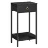 End Table with Storage Shelf and Fabric Drawer, Industrial Nightstand, 23.6 Inch Tall Side Table, Bedside Table for Living Room Bedroom, Black