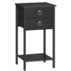 Tall Nightstand, End Table with 2 Fabric Drawers and Open Wooden Shelf, 26.7-Inch Side Table, Telephone Table, Bedside Table for Bedroom, Black