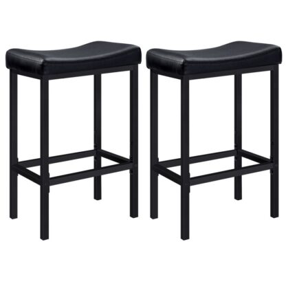 Bar Tabureleri, Set 2 Bar Sandalyeleri, Karşı yükseklik tabureleri, Kavisli yüzeyli eyer tabureleri, Mutfak Tabureleri, 24.8 İnç, 2.4" Kalın Döşeme, Mutfak için, Yemek odası, Kafe siyahı