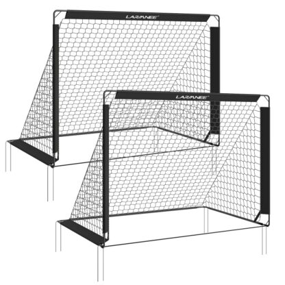 Football Goals for Kids, 2 Pack, Football Goal Trainer, Portable Foldable Football Goals, 2-in-1 Football Goals with Goal Wall, 5 Holes, Carry Bag, Ground Nails, for Garden