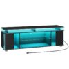 Stand TV con alimentazione per la TV fino a 70 '', Centro di intrattenimento moderno con luci a LED, Tavolo con console TV Media con armadi e ripiani regolabili per soggiorno, Camera da letto nera