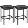 sgabelli da bar, insieme di 2 sedie da bar, 24.8-sgabelli di altezza pollici, sgabelli da bar per la colazione, sedie da bar da cucina, 2" tappezzeria densa, per la cucina, sala da pranzo, bar, contatore a barre, nero