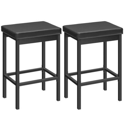 bar stools, joukko 2 baarituolit, 24.8-tuuman korkeus jakkarat, aamiaisbaarin jakkarat, keittiötuolit, 2" paksu verhoilu, keittiöön, ruokasali, kahvila, baarilaskuri, musta
