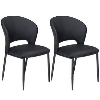 Black Dining Chairs Set of 2, Kitchen Chairs with Soft Arms, Modern Upholstered Dining Room Chairs for Living Room, Dining Room, Kitchen, Study