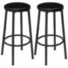 ensemble de tabourets de bar 2, tabourets de bar pour îlot de cuisine, 25.6 pouces PU chaises de bar rembourrées, tabourets de hauteur de bar avec repose-pied, assemblage facile, pour la cuisine, salle à manger, café, noir