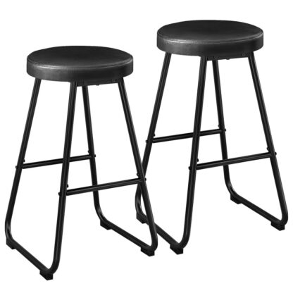 Belas Black Bar Stools Conjunto de 2, Cadeiras de bar com almofadas