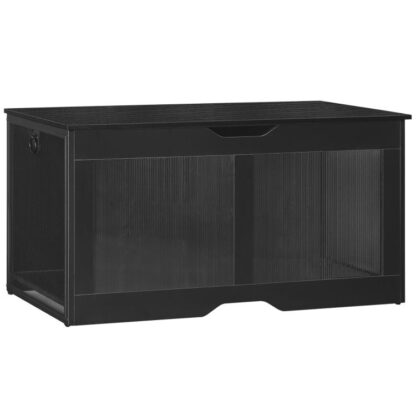 Storage Chest, 39.4" Storage Bench, Modern Shoe Bench, Toy Chest with U-Shaped Cut-Out Pull, Toy Box Organizer with Storage, Safety Hinge, for Living Room, Bedroom, Entryway, Black
