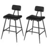 bar stools, zestaw 2 stołki barowe, PU Tapicerowane krzesła barowe, stołki kuchenne z podnóżkiem, Prostokątne krzesła barowe z backrestem, do jadalni, bar, kawiarnia, czarny