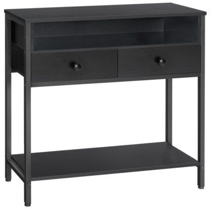 80 Tábla Console Fada CM, Tábla iontrála le 2 Tarraiceáin Fabraic&Stóráil, Tábla Halla, Tábla Tolg Caol, Tábla Taispeána, do Halla, Seomra Maireachtála, Conair, Dubh