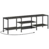 180cm Charcoal Gray and Black TV Stand with Power Outlets to 75 Inches, TV Console Table with Open Storage Shelves Cabinet, Industrial Media Entertainment Center for Living Room Bedroom