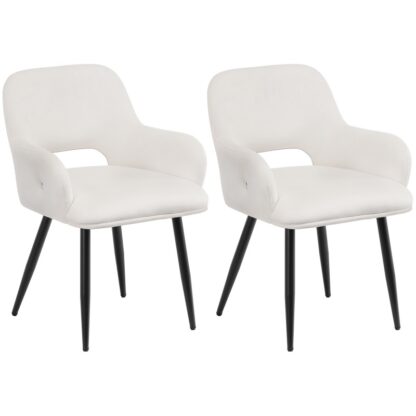 Beige and Black Dining Chairs Set of 2, Kitchen Chairs with Soft Arms, Modern Upholstered Dining Room Chairs for Living Room, Dining Room, Kitchen, Study