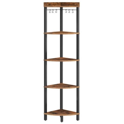 5 Supporto per mensola ad angolo, Scaffale per la libreria angolare industriale, Supporto per impianto a portata d'archivio angolare, Libreria ad Angolo per Piccoli Spazi, Marrone rustico e nero