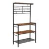 Praticolo da fornaio da cucina, Stand per forno a microonde da cucina con 6 ganci s, Scaffale da cucina con scaffale ad alto display, stazione del caffè, marrone rustico