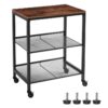 carrello da servizio, 3-Carrello da bar da cucina di livello su ruote, ripiani di stoccaggio con freni, piedi di livellamento, Carrello di utilità per cucina e soggiorno, camera da letto, ingresso, Assemblaggio facile