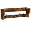 coat rack wall-mounted, wall shelf, coat hook with 5 movable hook, hall coat hat hook, hanging rail, strong and stable, for entryway, bathroom, living room, industrial retro style