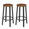 tabourets de bar, ensemble de 2 chaises de bar avec repose-pied, 24.6 pouce de hauteur, cadre en acier noir, Pieds réglables, pour le salon, salle à manger, cuisine, dessin industriel, marron rustique