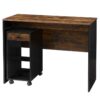Bureau d'ordinateur, Écriture avec tiroirs et classeur mobile, bureaux multifonctionnels et flexibles pour la maison, ferme et stable, facile à assembler, brun rustique et noir