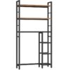 6-Niveau au-dessus du rangement des toilettes, Organisateur de salle de bain autoportant, économiseur d'espace, Rack ouvert de stockage latéral de stockage de masse, pour salle de bain, Salon, Lessive, Brun rustique et noir