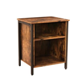 nightstand, 3 tier side table with open storage racks, wood look accent furniture with sturdy metal frame, 19.7"l x 15.8"w x 24"h, rustic brown