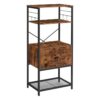 baker's rack, Giaccia da cucina con mobile di stoccaggio regolabile su e giù, libreria, schedario, Cruciatura a 4 strati di armadio industriale per forno a microonde, per la cucina, ufficio, marrone rustico