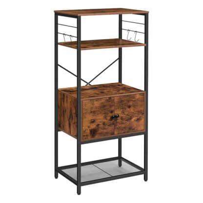 Baker Rack, Kichen Rack mat Upassbar erop an erof Stockage Cabinet, Bicherregal, Datei Cabinèoen, Industriell Courboard 4-Layer Racke fir Mikrowelle Schanken, fir Kichen, Büro, rustikal brong