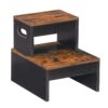 tabouret à deux pas pour les enfants, tabouret de pas pour tout-petit pour lavabo de salle de bain, Entraînement à la cuisine et aux toilettes, brun rustique et noir