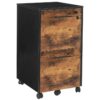 2 classeur à tiroirs, classeur, Cabinet de bureau mobile pour le bureau à domicile, classeur roulant avec 5 roues, pour la lettre / la taille A4, dossiers de fichiers suspendus, brun rustique et noir