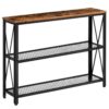 table console étroite, table d'entrée maigre avec 2 étagères en mailles, 47.2 x 9.4 x 31.9 table de canapé de pouces derrière le canapé, couloir, bureau, foyer, salon, marron rustique