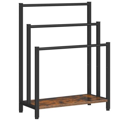 portava asciugamano autoportante, 3 copertina di metallo a livello, 23.6" l x 11" W x 31.9" H, Porta della scala coperta per il bagno, Essiccazione industriale e rastrelliere con scaffale, nero