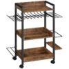 Carrello organizzatore di utensili elettrici con ruote, Organizer per cassetta degli attrezzi con rotelle, 3 Cassetta degli attrezzi di livello, Ripiano portautensili con ruote, Portaoggetti per attrezzi da garage, per Garage, Marrone rustico e nero
