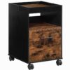 Classeur avec tiroir, Armoire de remplissage en bois, Armoire de bureau avec 2 Crochets amovibles, Piédestal mobile, pour A4, Taille des lettres, Dossiers suspendus, Bureau à domicile, Industriel