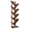 libreria ad albero, 9-scaffali in legno della libreria di livello, rastrelliere in piedi da pavimento, per la visualizzazione di CD, Libri in soggiorno, ufficio a casa, porta di stoccaggio in legno per camera da letto, marrone rustico