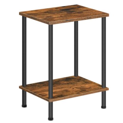 table de bout, petite table d'appoint, Nightand avec étagères de rangement à 2 couches, table de canapé pour les petits espaces, salon, chambre à coucher, cadre stable, assemblage facile, marron rustique