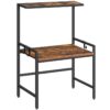 griglia per forno a microonde, Controsoffitto a microonde, organizzatore di scaffali da controsoffitto da cucina, scaffale a microonde con ganci, Space Saver, per la cucina, soggiorno, rustico marrone e nero