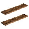 scaffali galleggianti, set di scaffali da parete di 2, 39.4 Scaffali appesi pollici con parentesi invisibili, per il bagno, camera da letto, toilette, cucina, ufficio, arredamento del soggiorno, marrone rustico