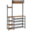 Hall Tree with Bench and Shoe Storage, Entryway Bench with Coat Rack, Shoe and Coat Rack for Entryway, Coat Rack with Shoe Storage and Reversible Storage Shelves, Rustic Brown