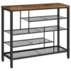entryway shoe rack, 42.5" multifunctional shoe storage organizer for boots, high heels, large capacity, hold 20-25 pairs of shoes, industrial, rustic brown